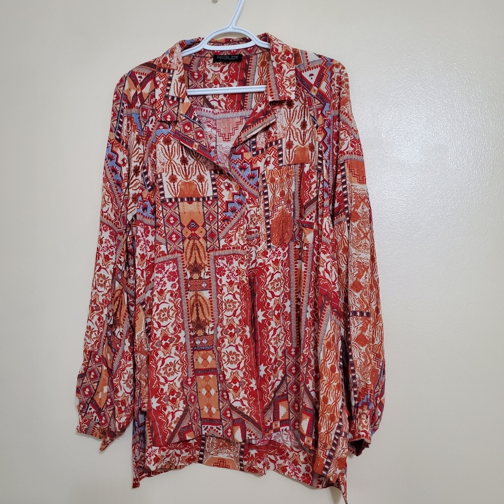 Rachel Zoe Multicolored pattern button down shirt - Size M